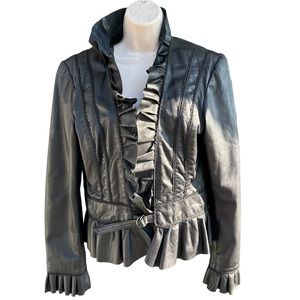 VINTAGE Scully Leather Jacket Ruffle Trim Euc XL,  Victoria Trading Co.